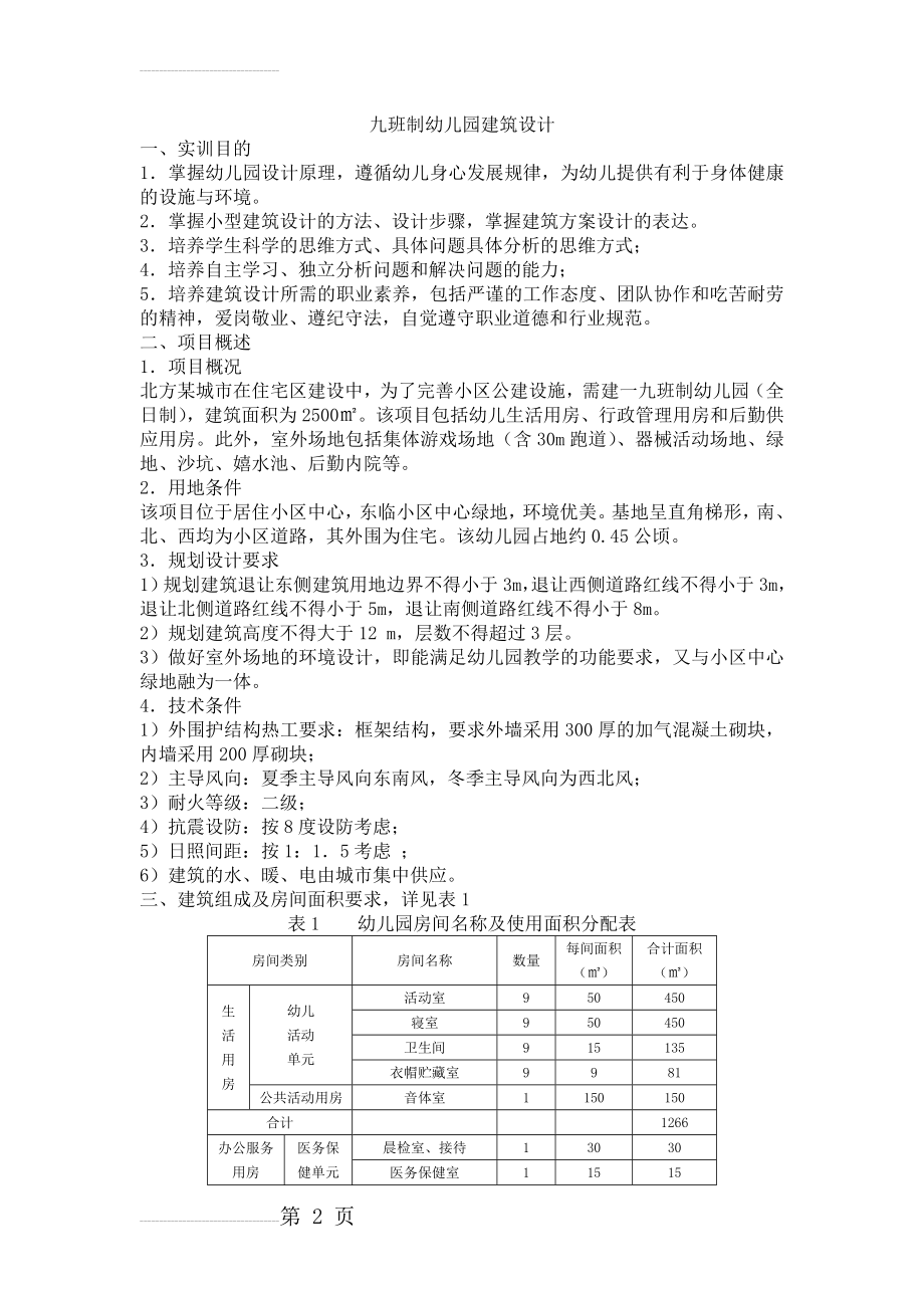 九班制幼儿园建筑设计(4页).doc_第2页