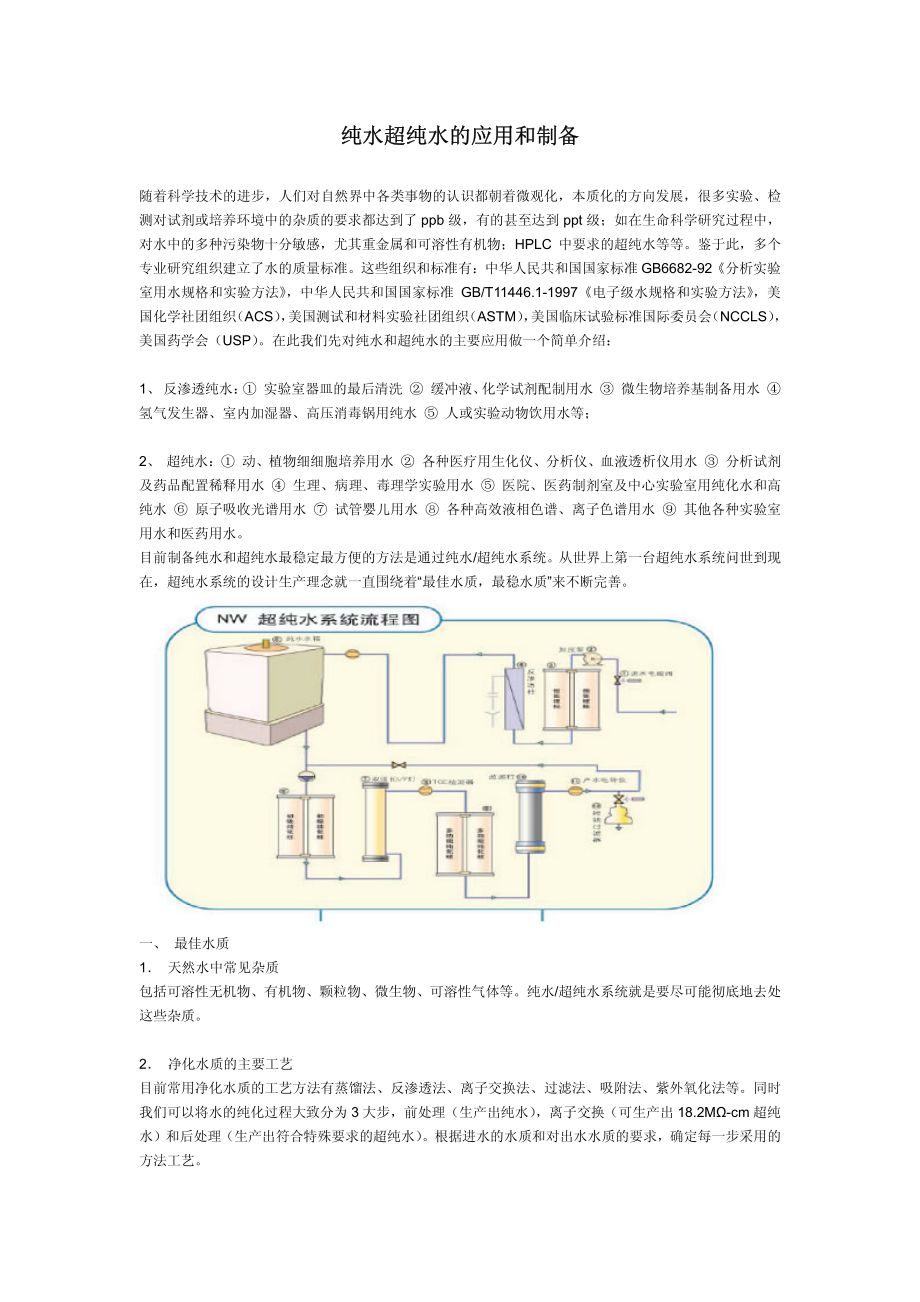 某某公司纯水超纯水的应用和制备.PDF_第1页