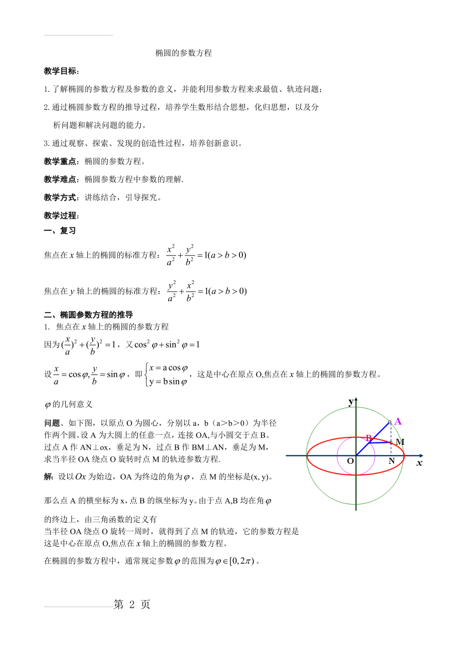 椭圆的参数方程(含答案)(3页).doc_第2页