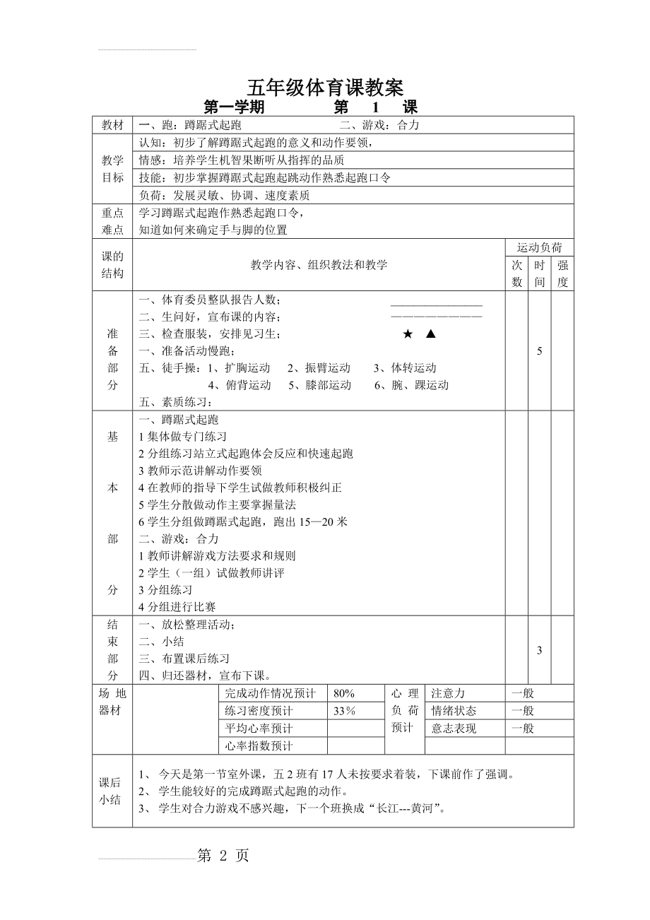 小学五年级体育课教案全集72202(73页).doc_第2页