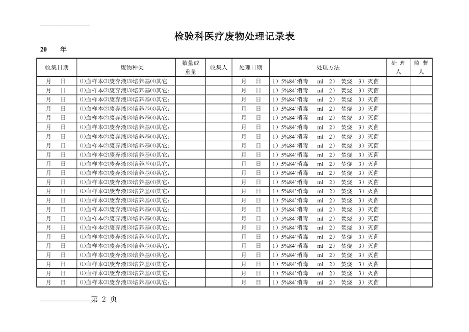 检验科医疗废物处理记录表(7页).doc_第2页