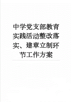 中学党支部教育实践活动整改落实、建章立制环节工作方案(13页).doc