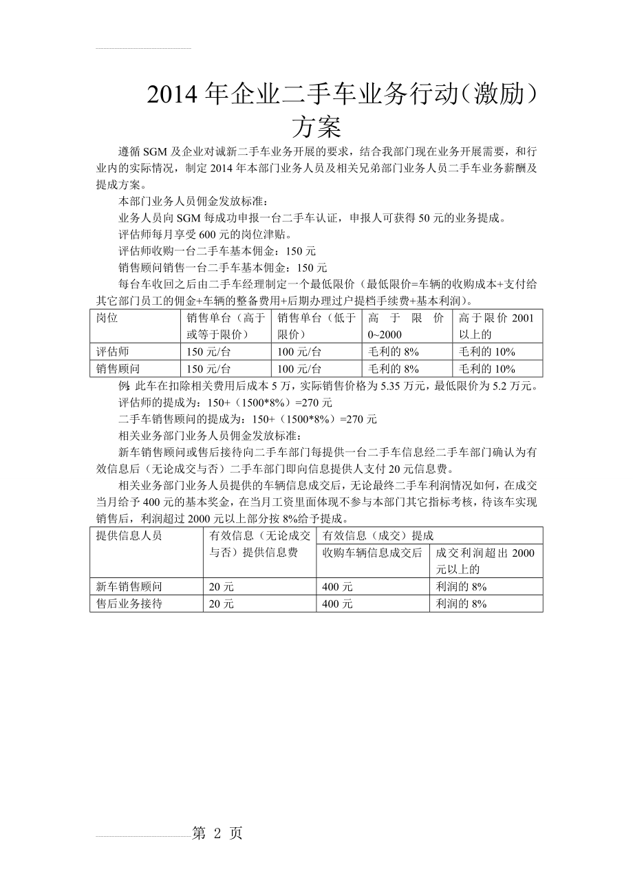 二手车业务薪酬方案(2页).doc_第2页