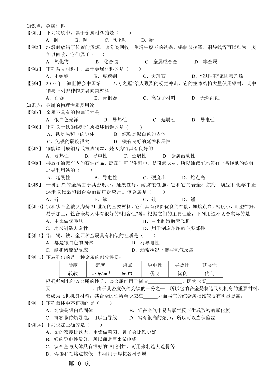 人教版九年级化学第八单元知识点复习及训练(8页).doc_第2页