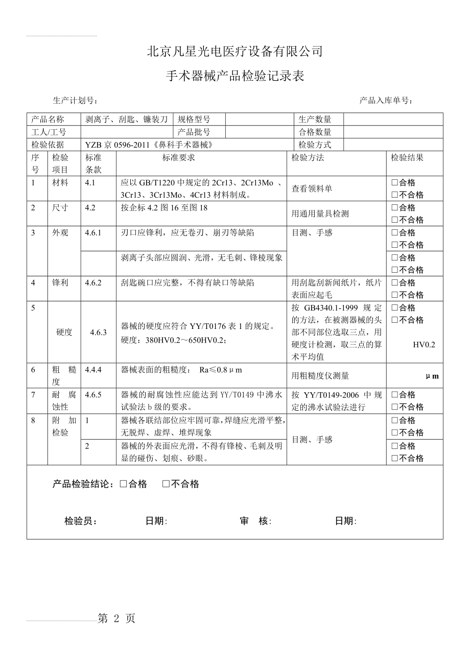 剥离子、刮匙、吸引管、持镜器检验记录表(2页).doc_第2页