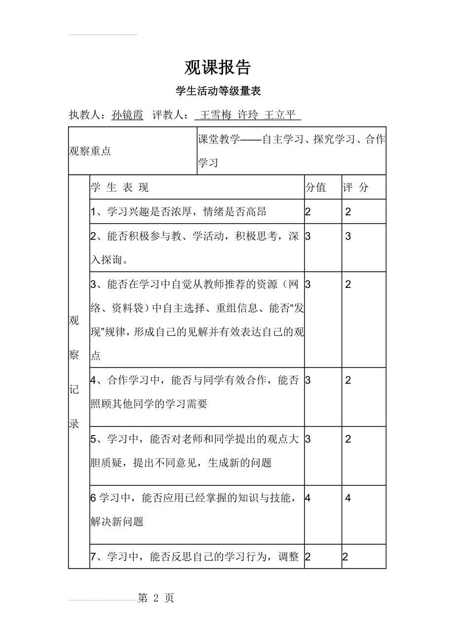 人美版小学二年级美术《奇妙的爬行》观课报告(6页).doc_第2页