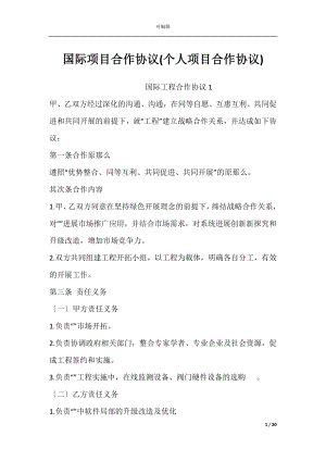 国际项目合作协议(个人项目合作协议).docx