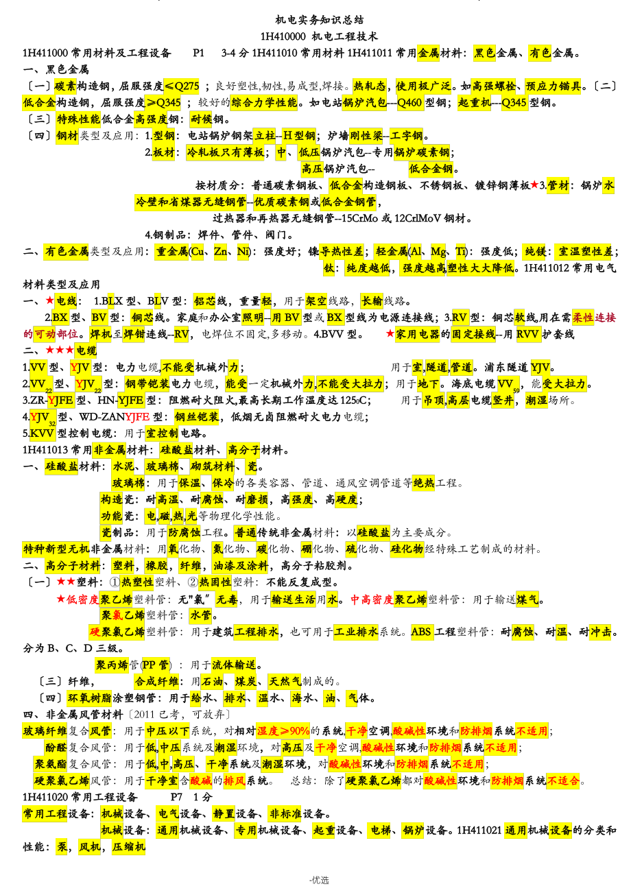 一建机电实务必过知识点总结..pdf_第1页