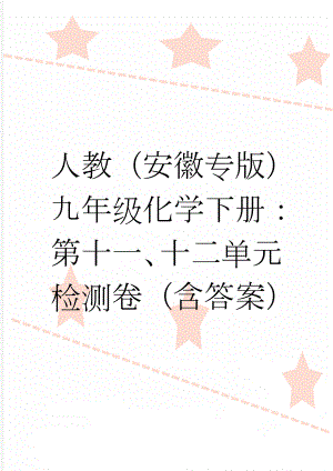 人教（安徽专版）九年级化学下册：第十一、十二单元检测卷（含答案）(6页).doc