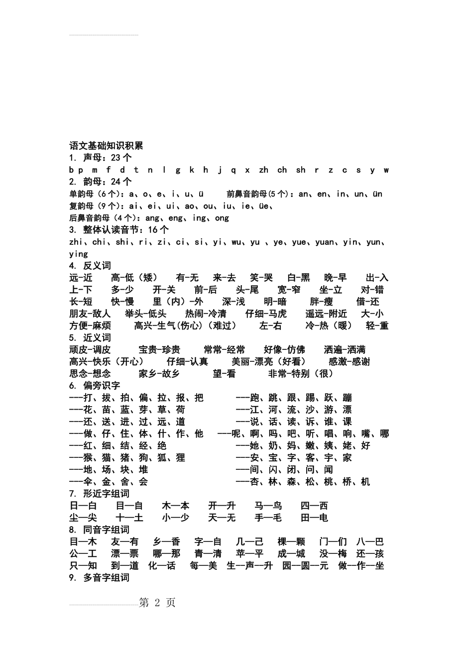 一年级上册语文基础知识积累(6页).doc_第2页