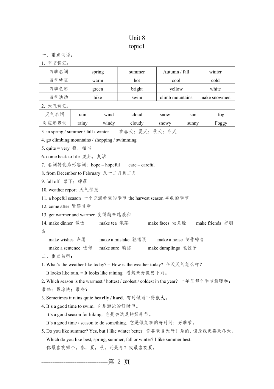 仁爱七年级下Unit8知识点总结(7页).doc_第2页