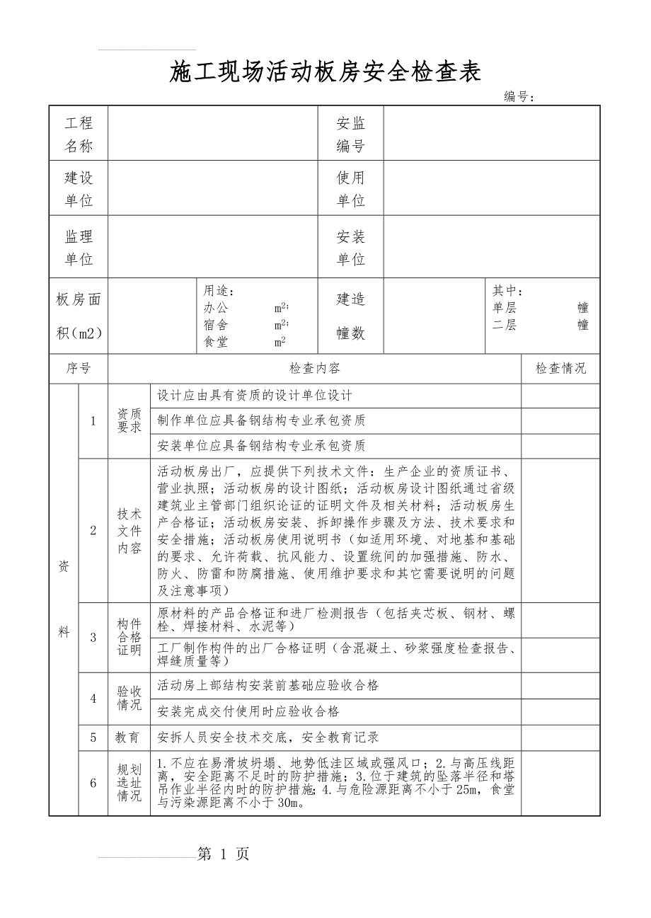 施工现场活动板房安全检查表(4页).doc_第2页