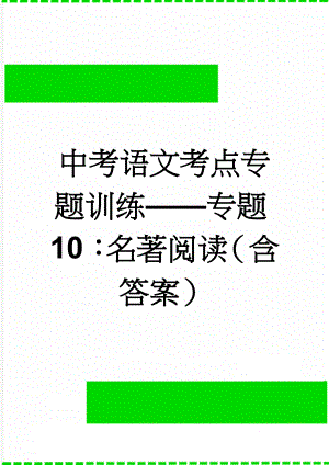 中考语文考点专题训练——专题10：名著阅读（含答案）(6页).doc