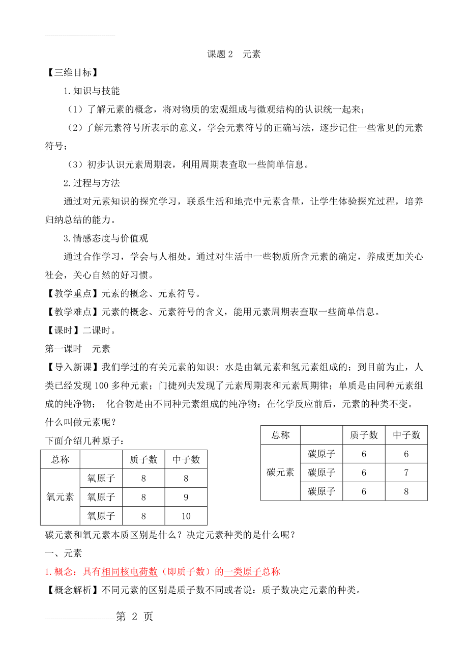 九年级化学元素教案(8页).doc_第2页