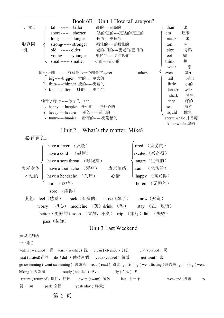 六年级英语下册单词短语整理(3页).doc_第2页