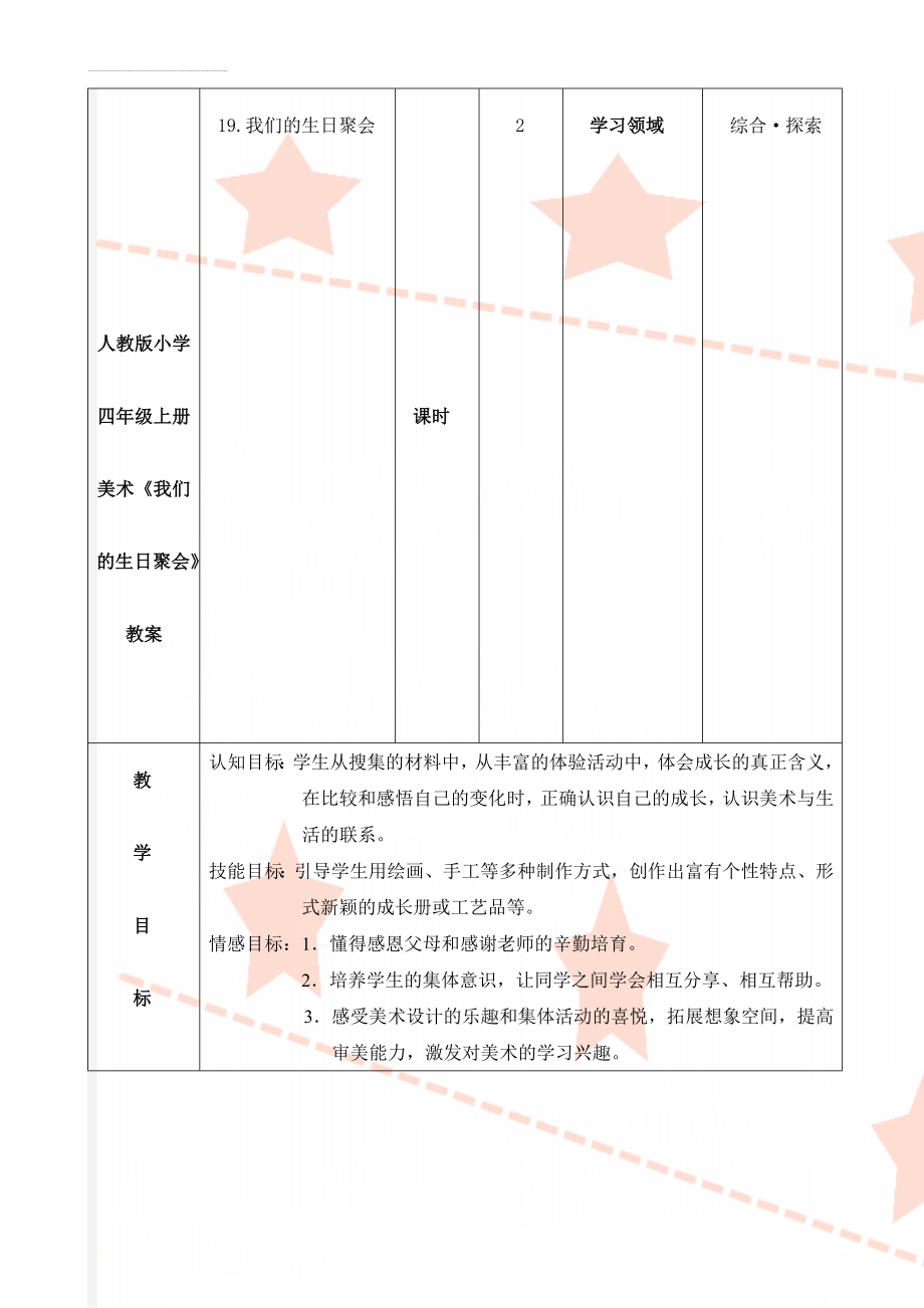 人教版小学四年级上册美术《我们的生日聚会》教案(20页).doc_第1页