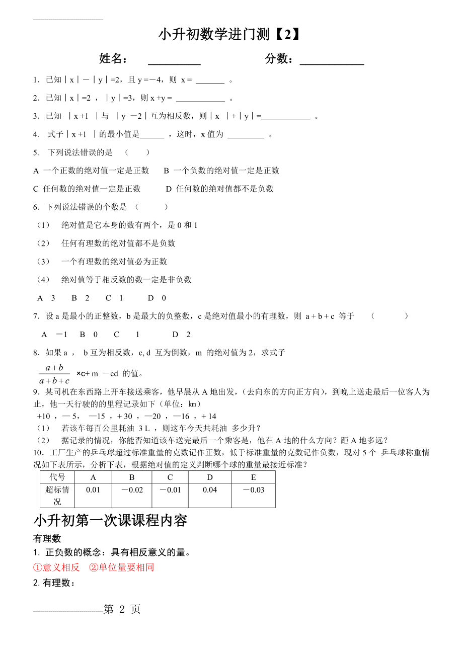 人教版五年级下册数学期中测试卷及答案(8页).doc_第2页