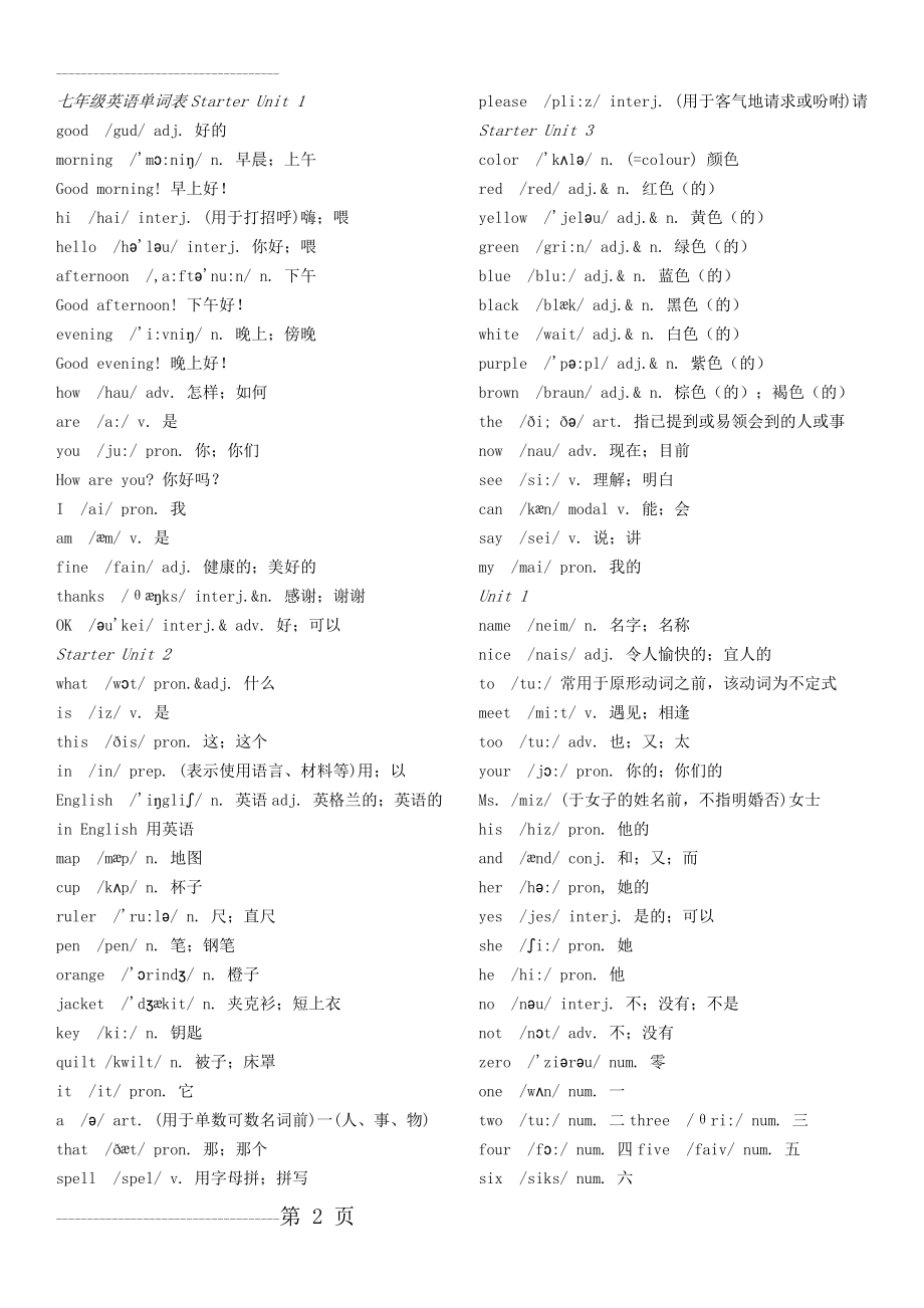 人教版初中英语单词汇总表(29页).doc_第2页