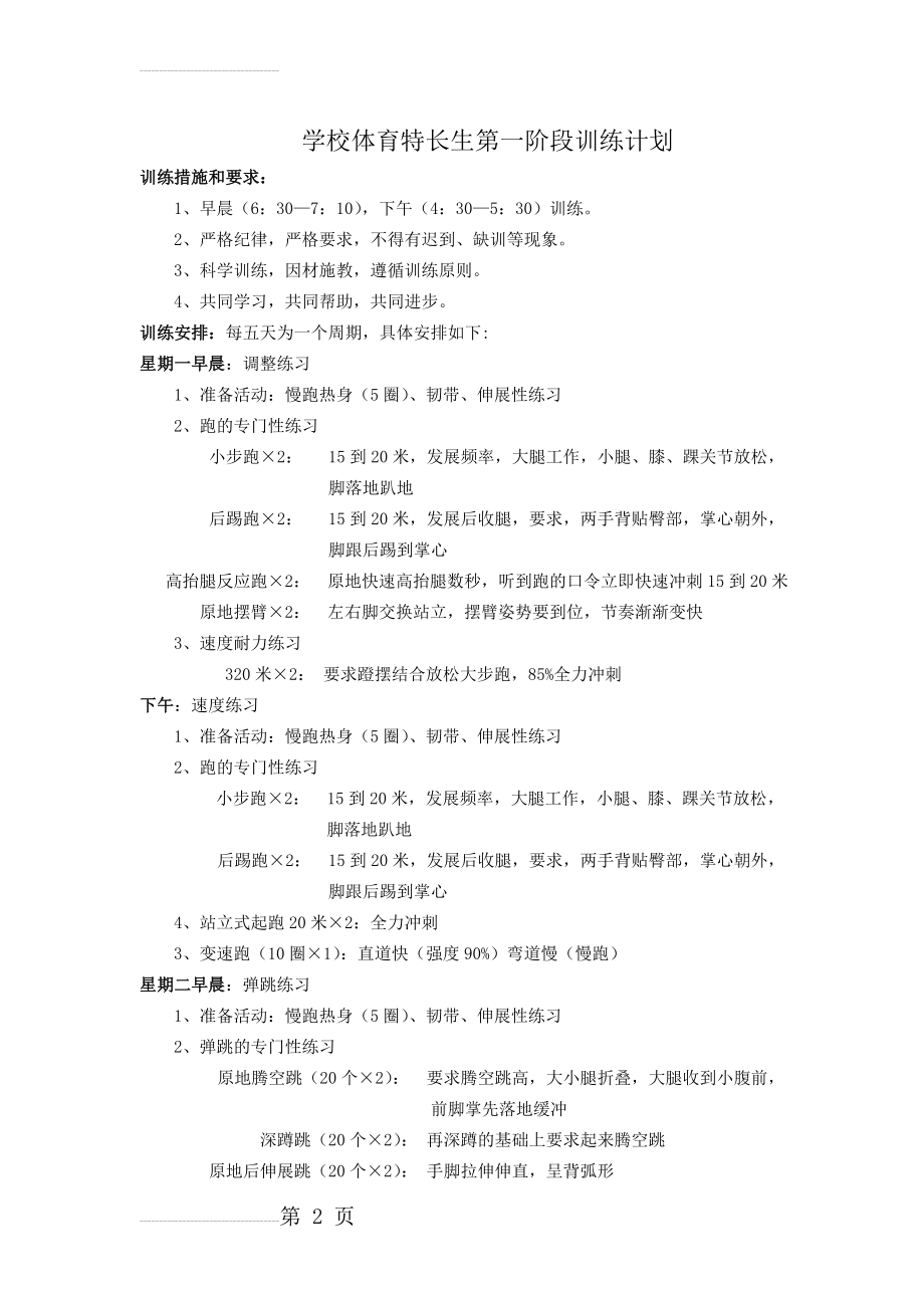 体育特长生训练计划(4页).doc_第2页