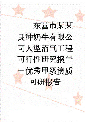 东营市某某良种奶牛有限公司大型沼气工程可行性研究报告－优秀甲级资质可研报告(69页).doc