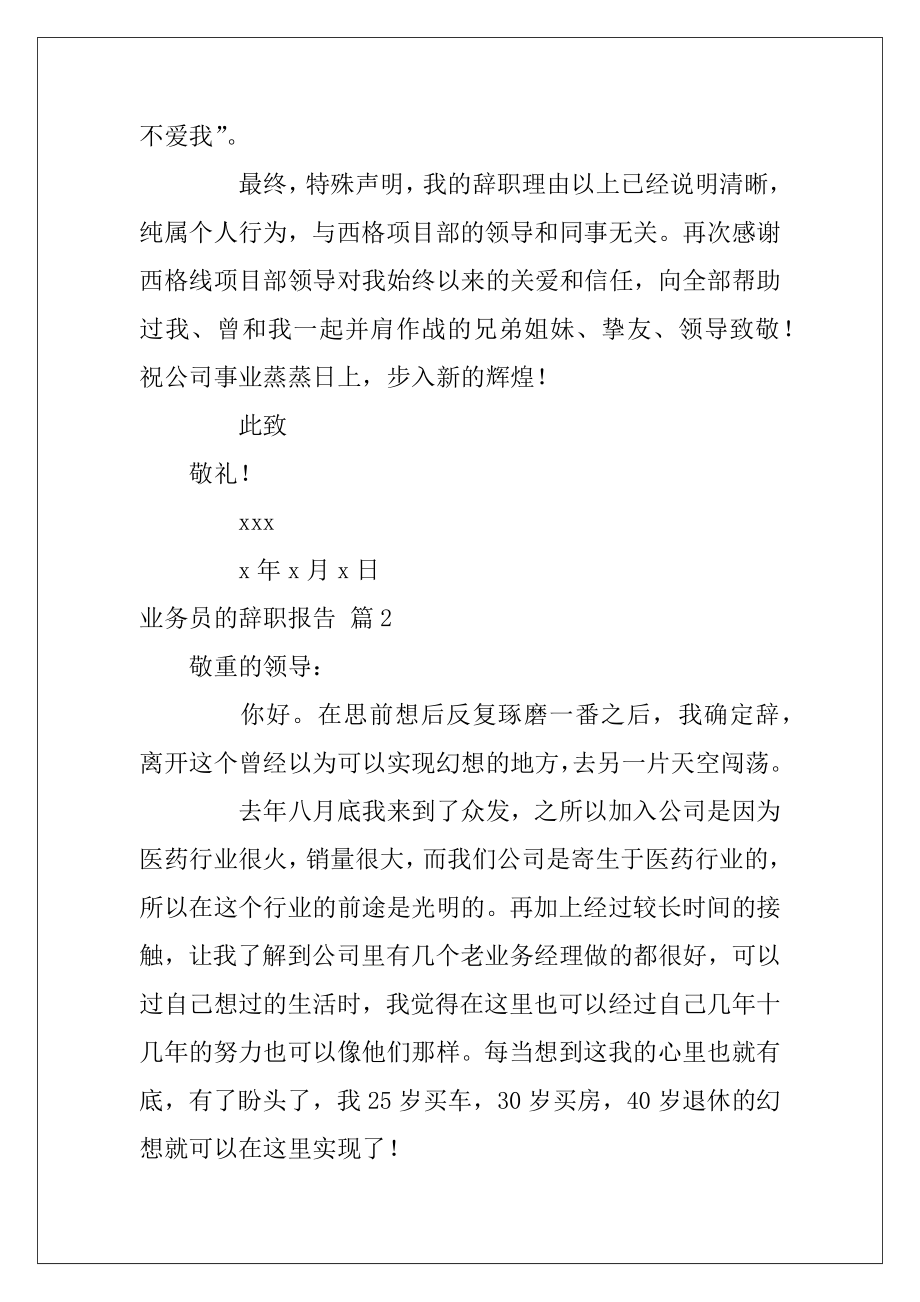 好用的业务员的辞职报告十篇（业务员辞职信）.docx_第2页