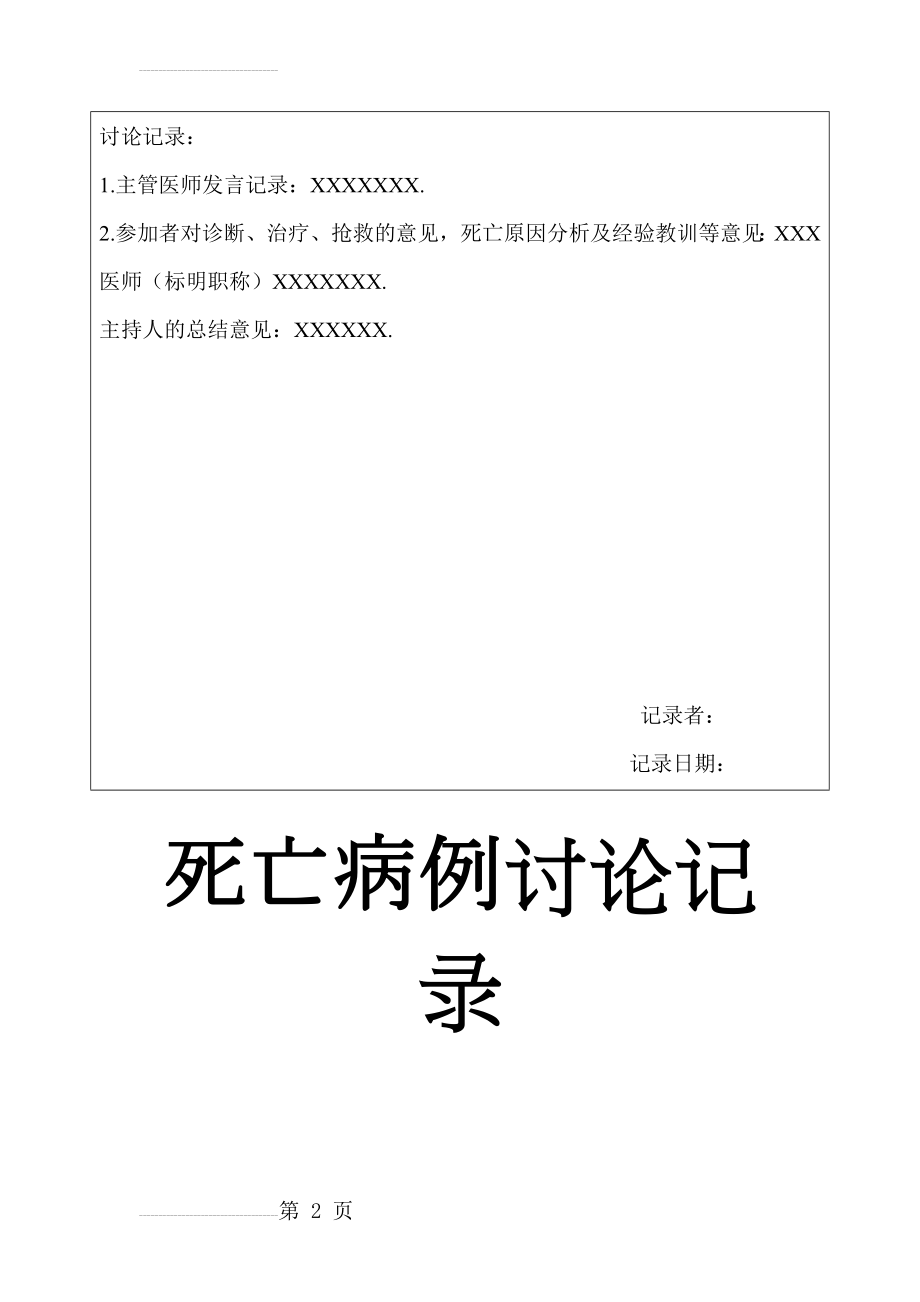 死亡病例讨论记录模板80249(3页).doc_第2页