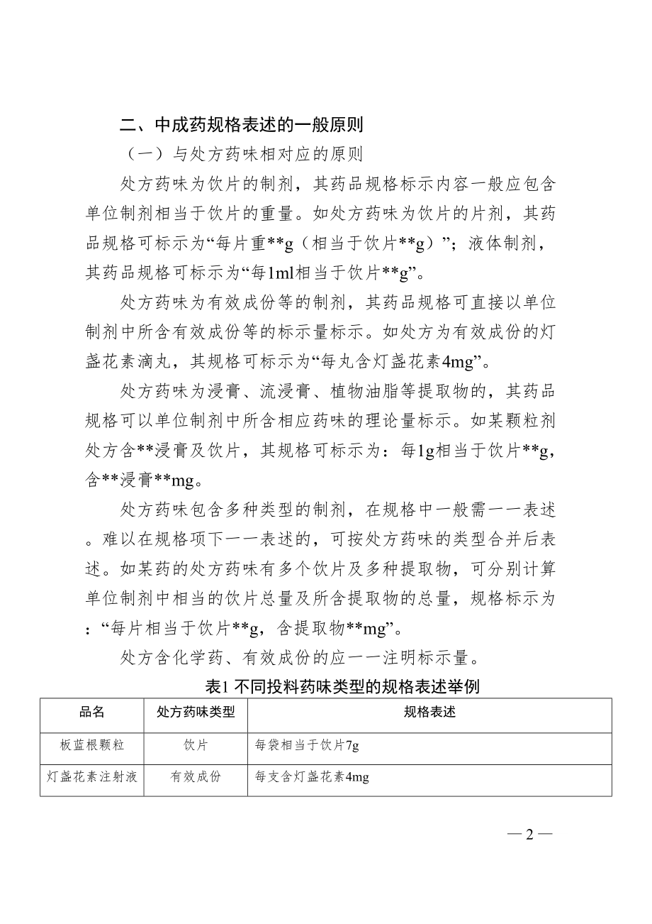 医学专题一中成药规格表述技术指导原则.docx_第2页