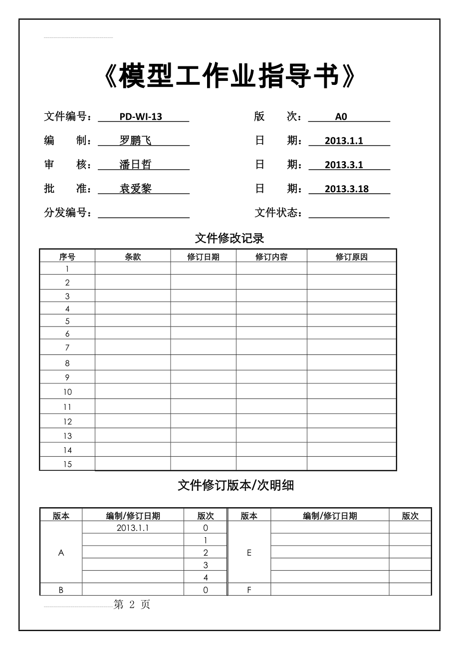 XX机械装备制造公司模型工作业指导书(6页).docx_第2页