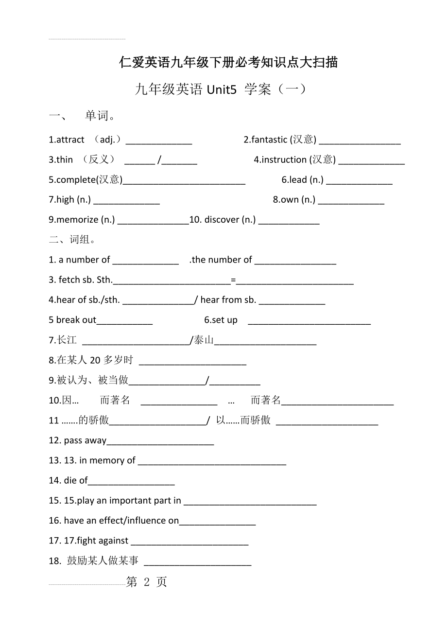 仁爱版英语九年级仁爱英语下册必考知识点(2015版)(24页).doc_第2页