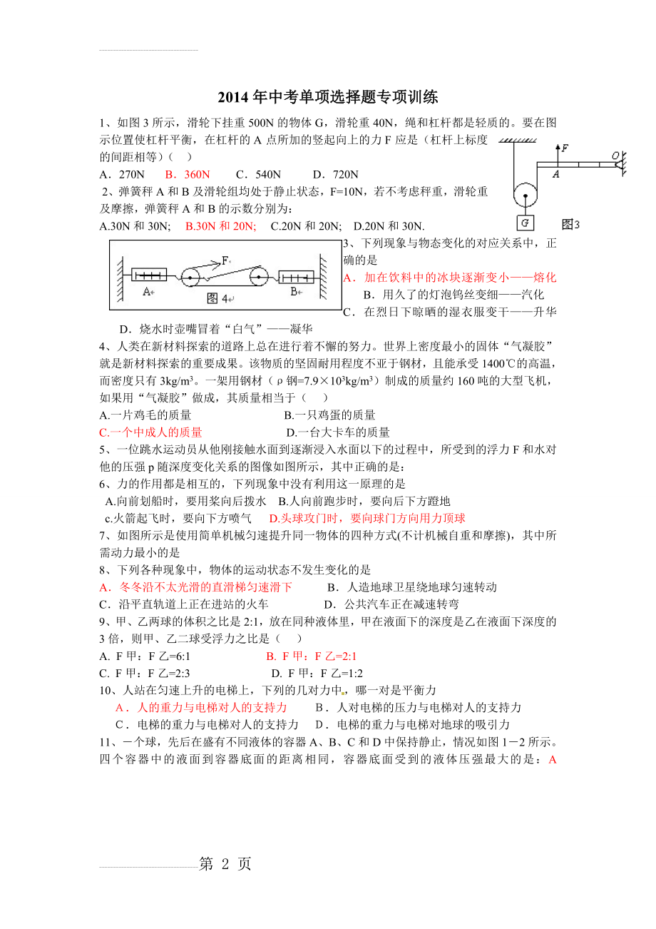 中考物理选择填空专项训练(48页).doc_第2页