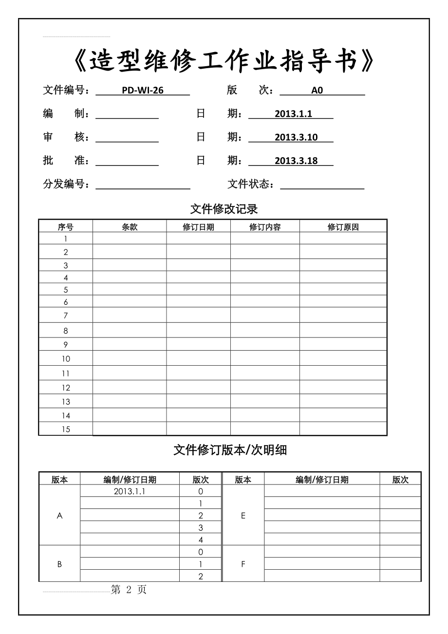 XX机械装备制造公司造型维修工作业指导书(4页).docx_第2页