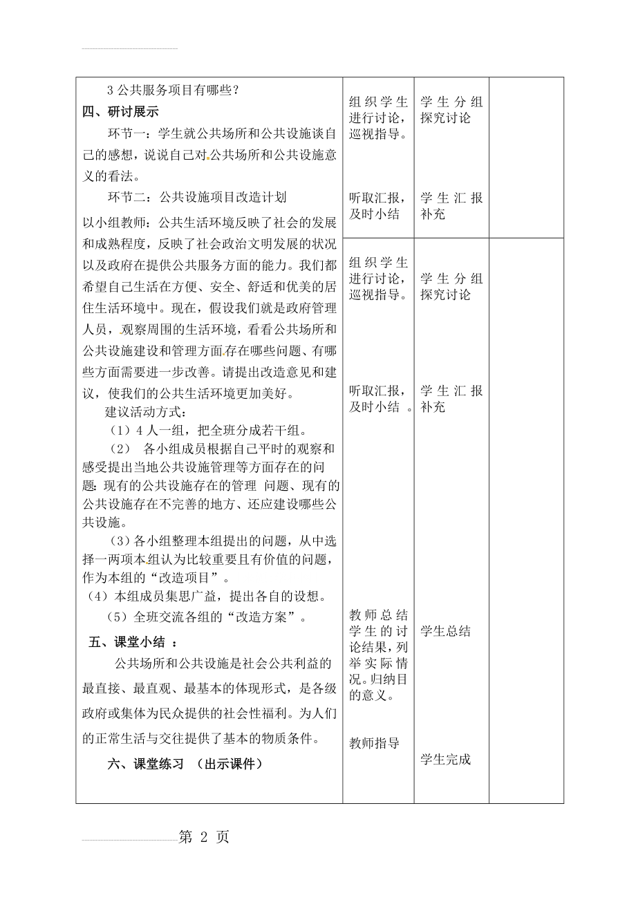 八年级政治下册 第四课 共同的需要 第一课时(听课记录)(4页).doc_第2页