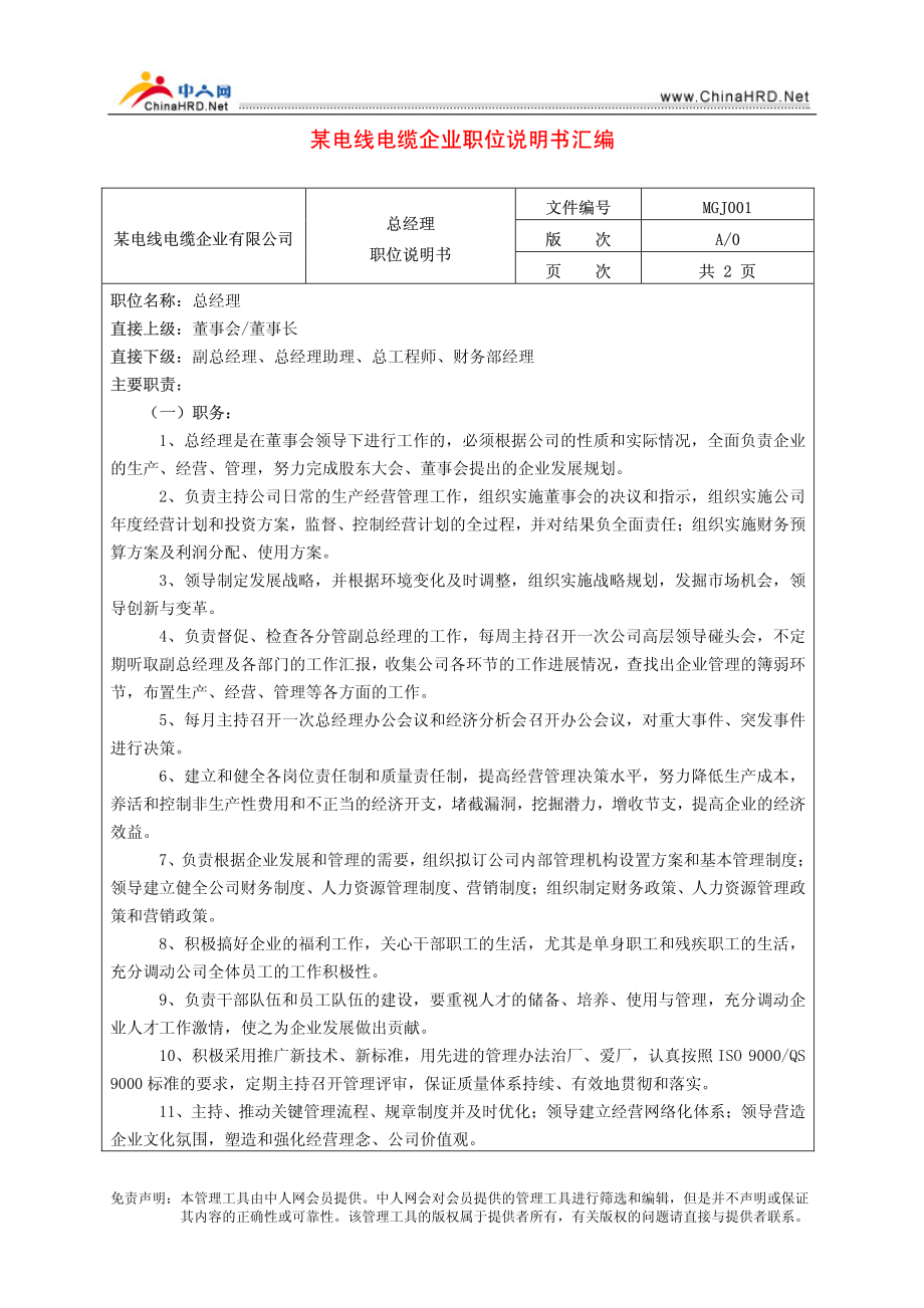 企业职位说明书汇编.PDF_第1页