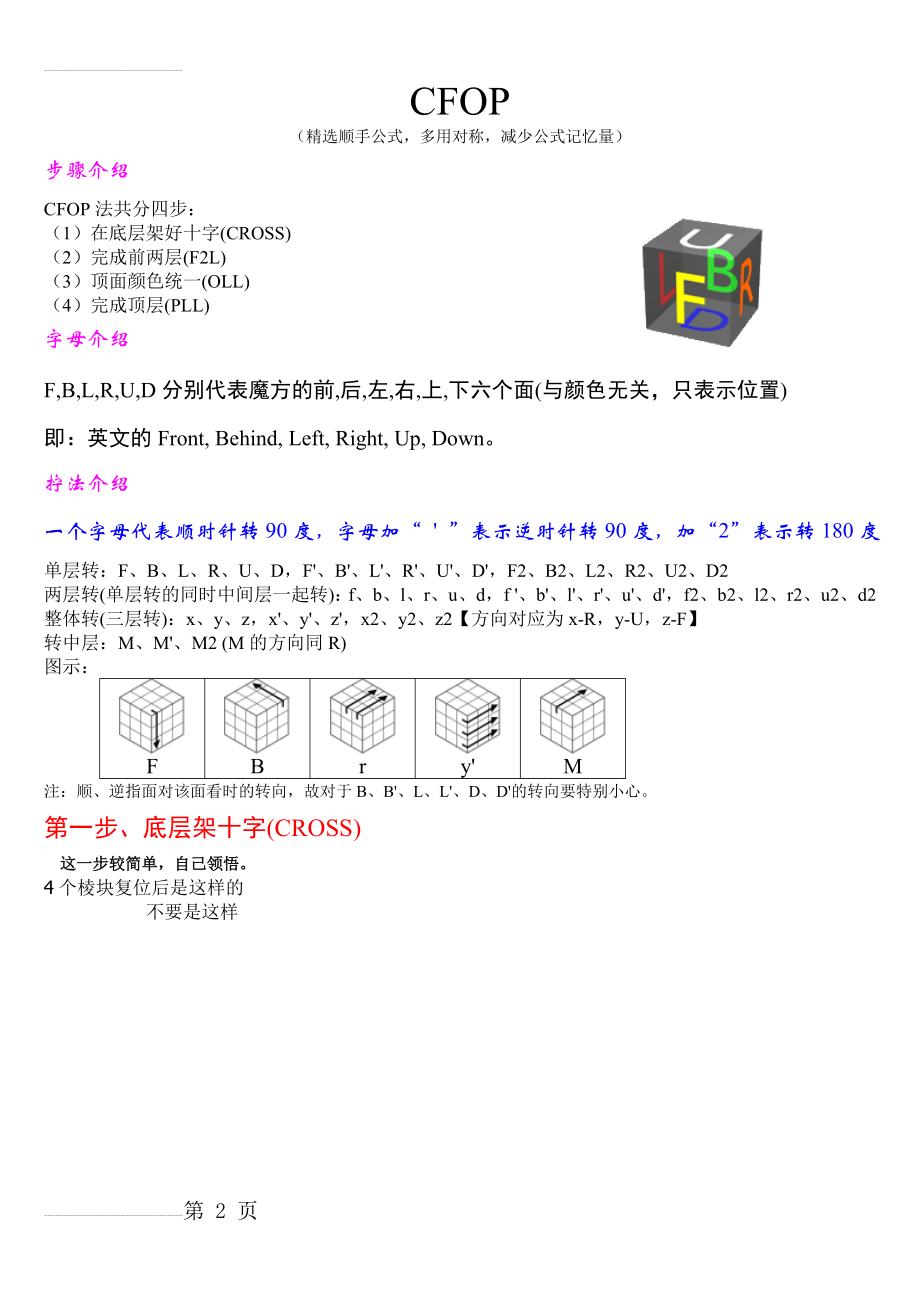 最新三阶魔方CFOP公式(6页).doc_第2页