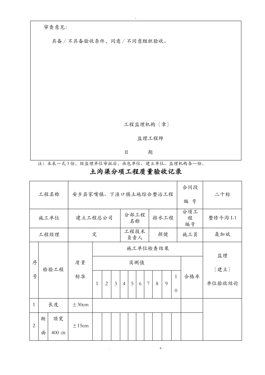 土沟渠分项工程质量验收记录表.pdf_第2页