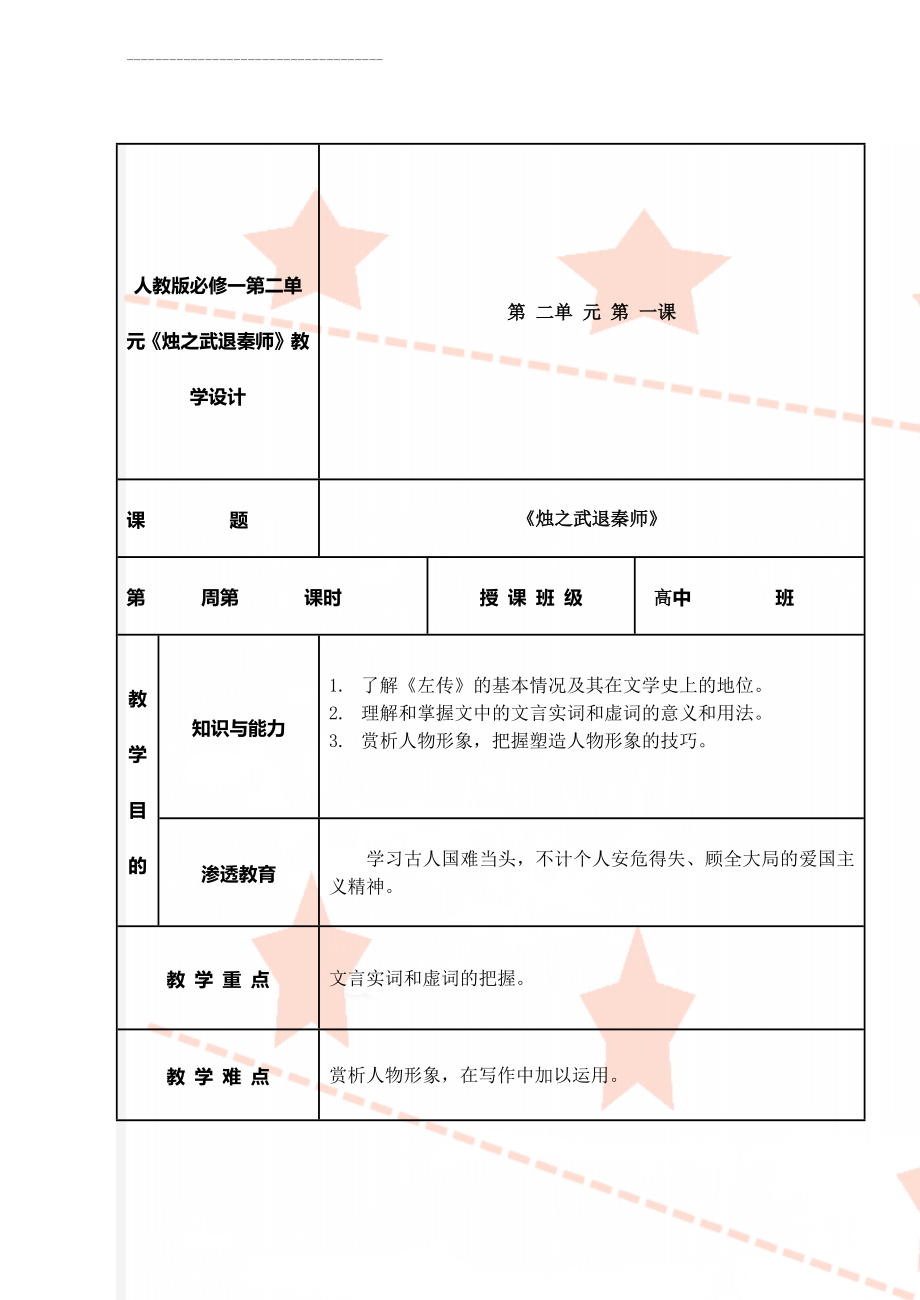 人教版必修一第二单元《烛之武退秦师》教学设计(21页).doc_第1页