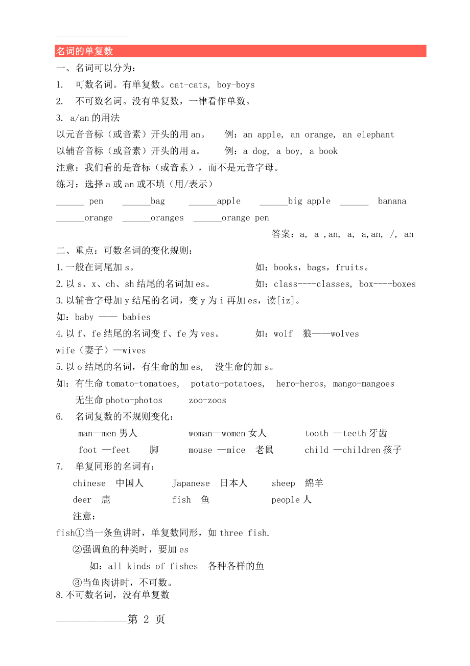 三年级英语知识总结：名词的单复数(5页).doc_第2页