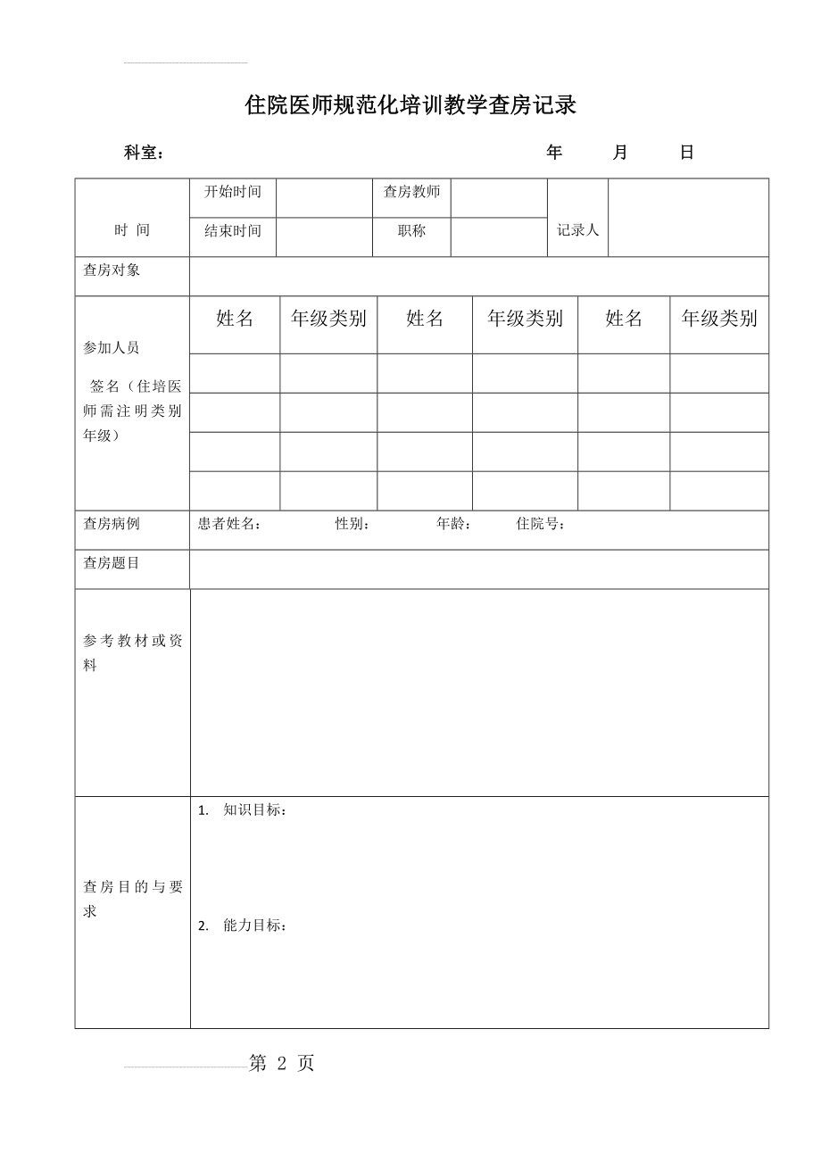 住院医师规范化培训教学查房完美模板(14页).doc_第2页