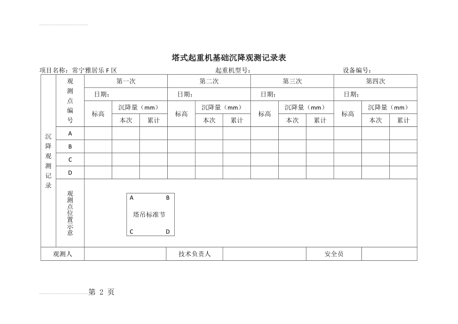 塔吊基础沉降观测记录(2页).doc_第2页