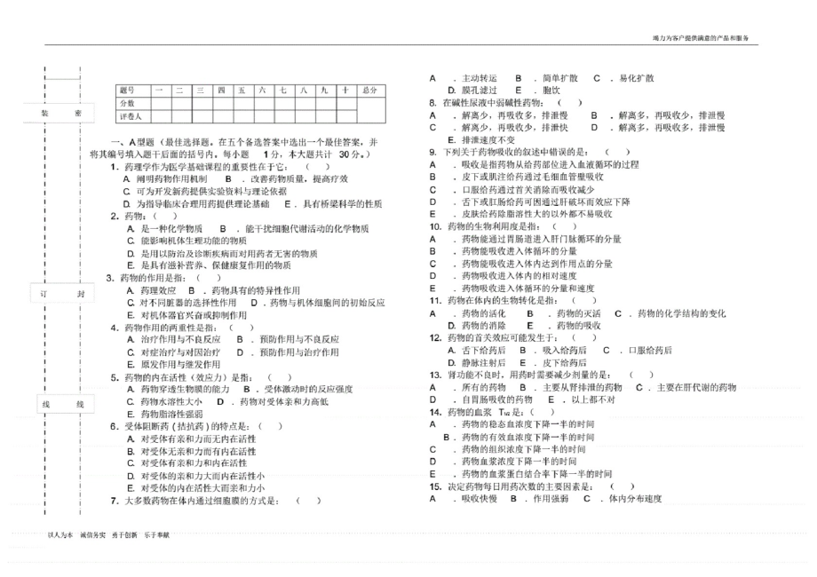 药理学考研真题试卷.pdf_第1页