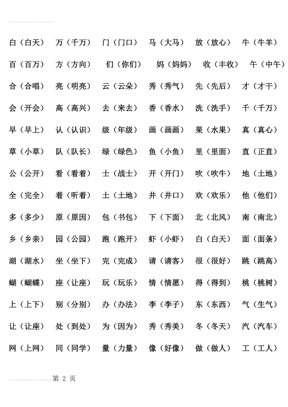 一年级下册语文总复习_辨字组词(3页).doc_第2页