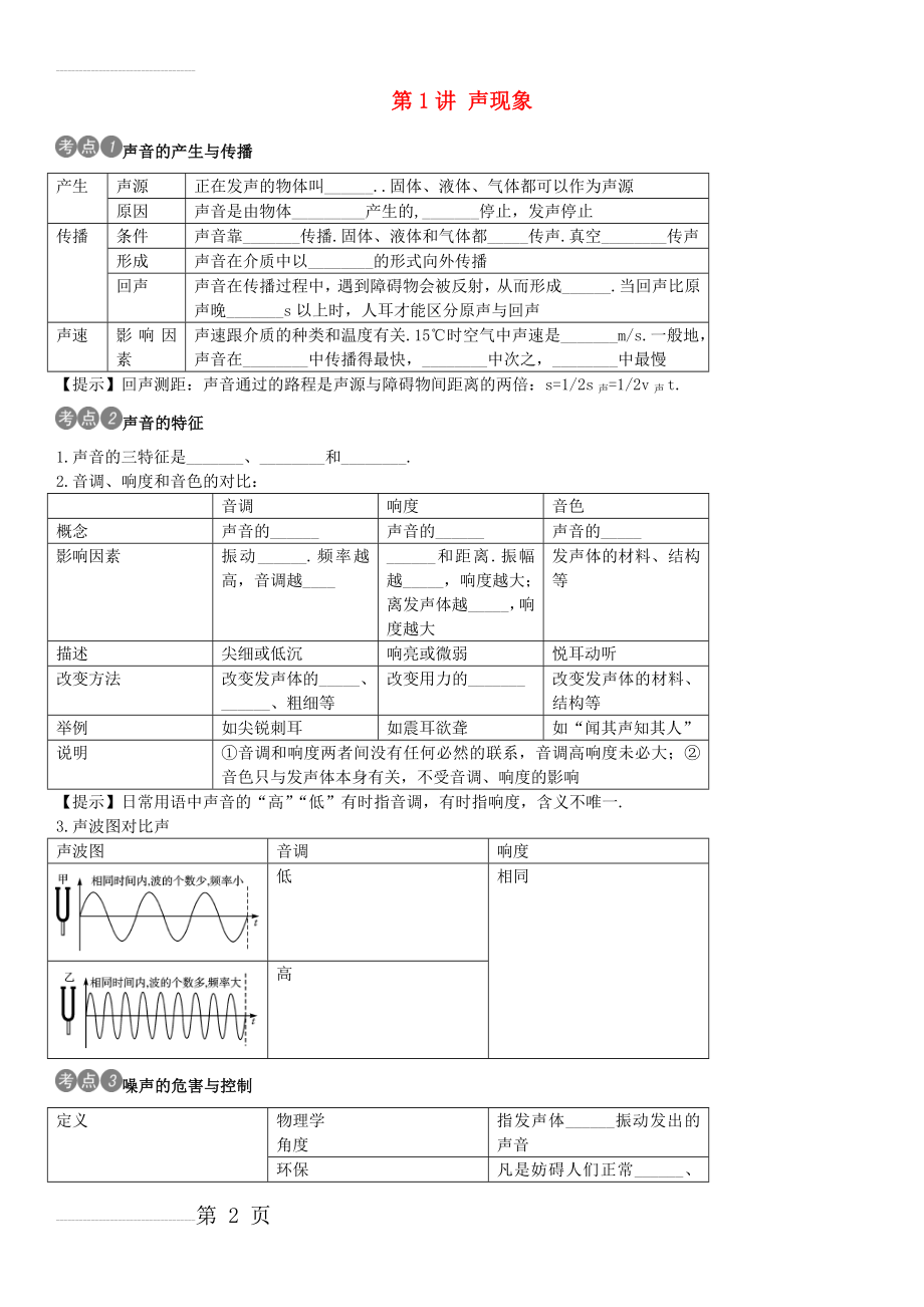 中考物理总复习考点解读：第1讲-声现象（含答案）(7页).doc_第2页