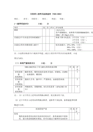 医学专题一住院病人营养风险筛查表.docx