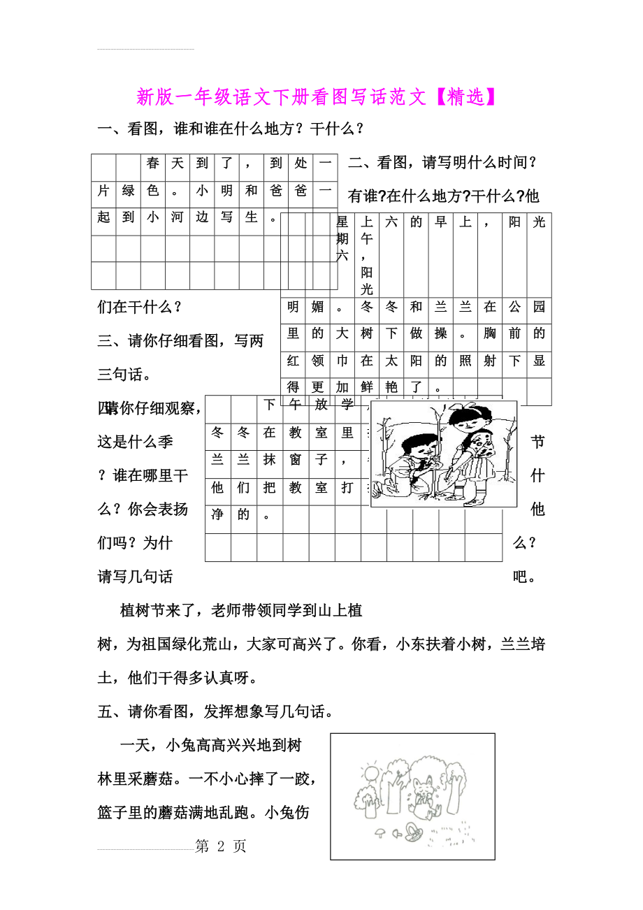 新版一年级语文下册看图写话范文(7页).doc_第2页