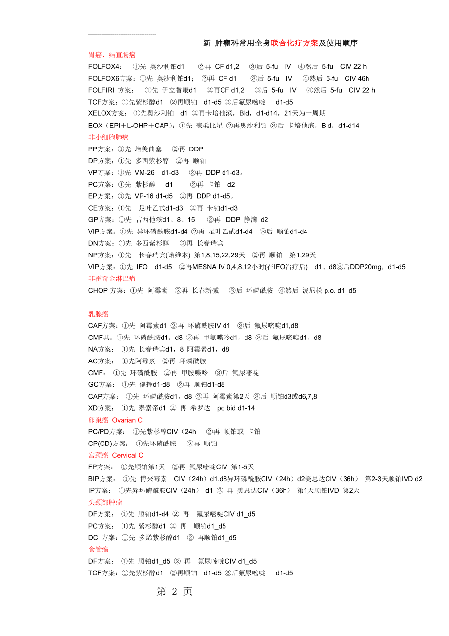 新肿瘤科常用全身联合化疗方案及使用顺序(3页).doc_第2页