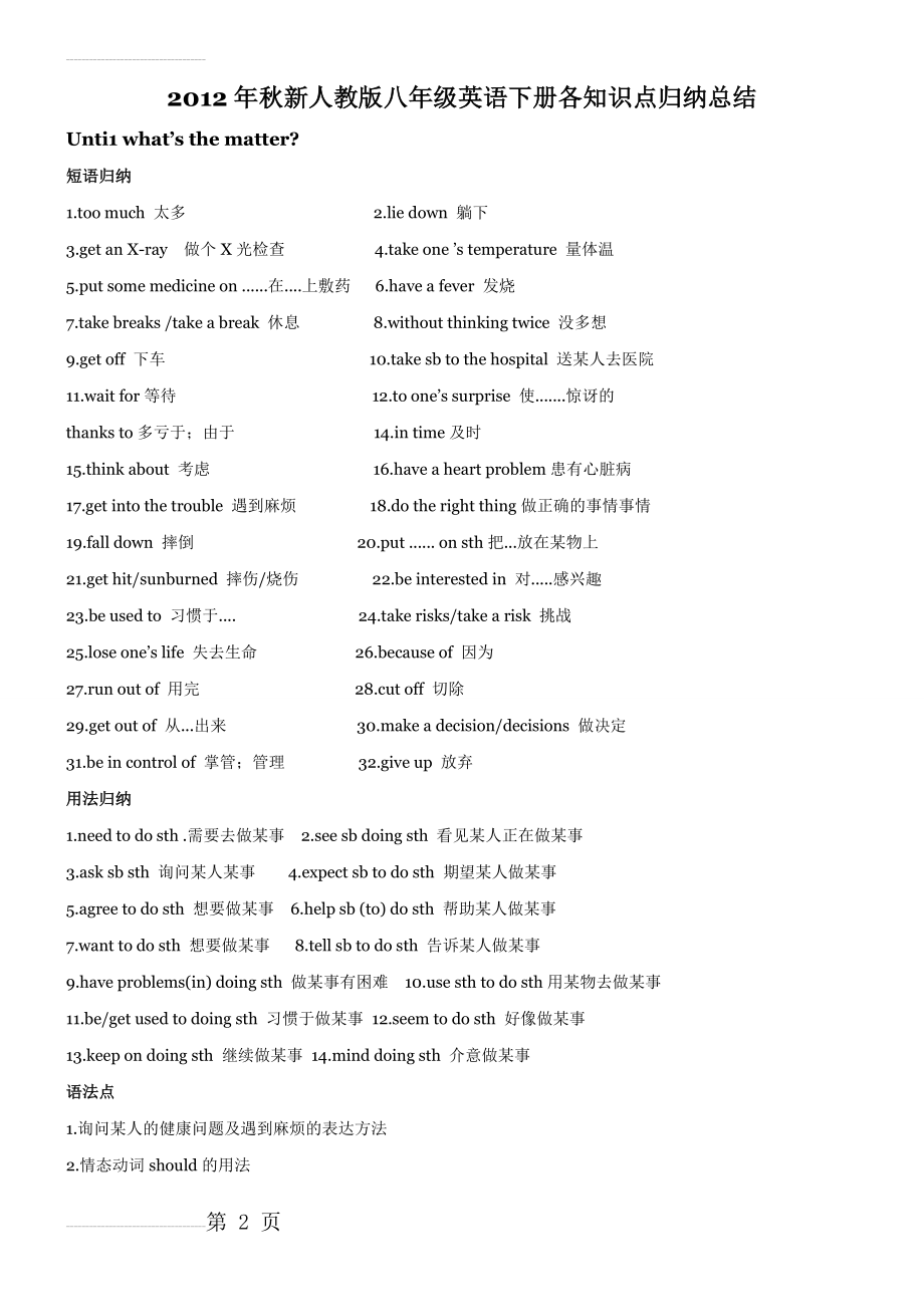 新人教版八年级英语下册各知识点归纳总结(16页).doc_第2页