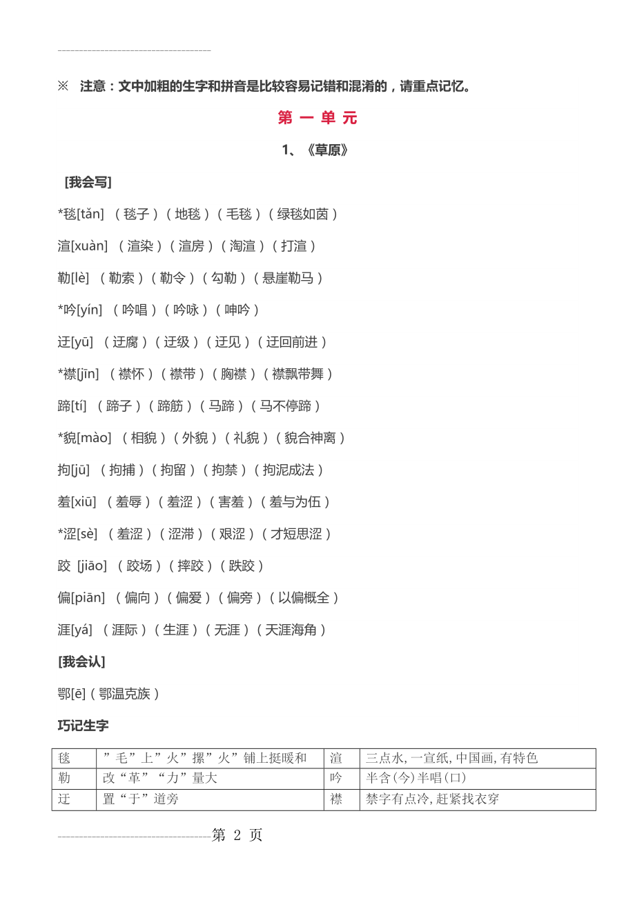 五年级下册语文字词知识点总结(41页).doc_第2页