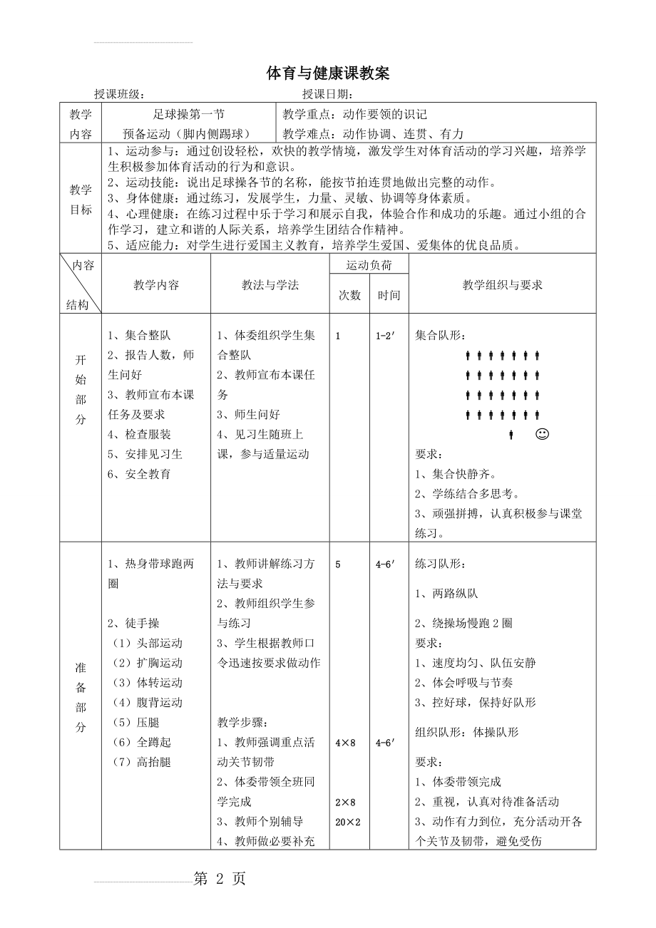 体育与健康课教案足球操教案(16页).doc_第2页