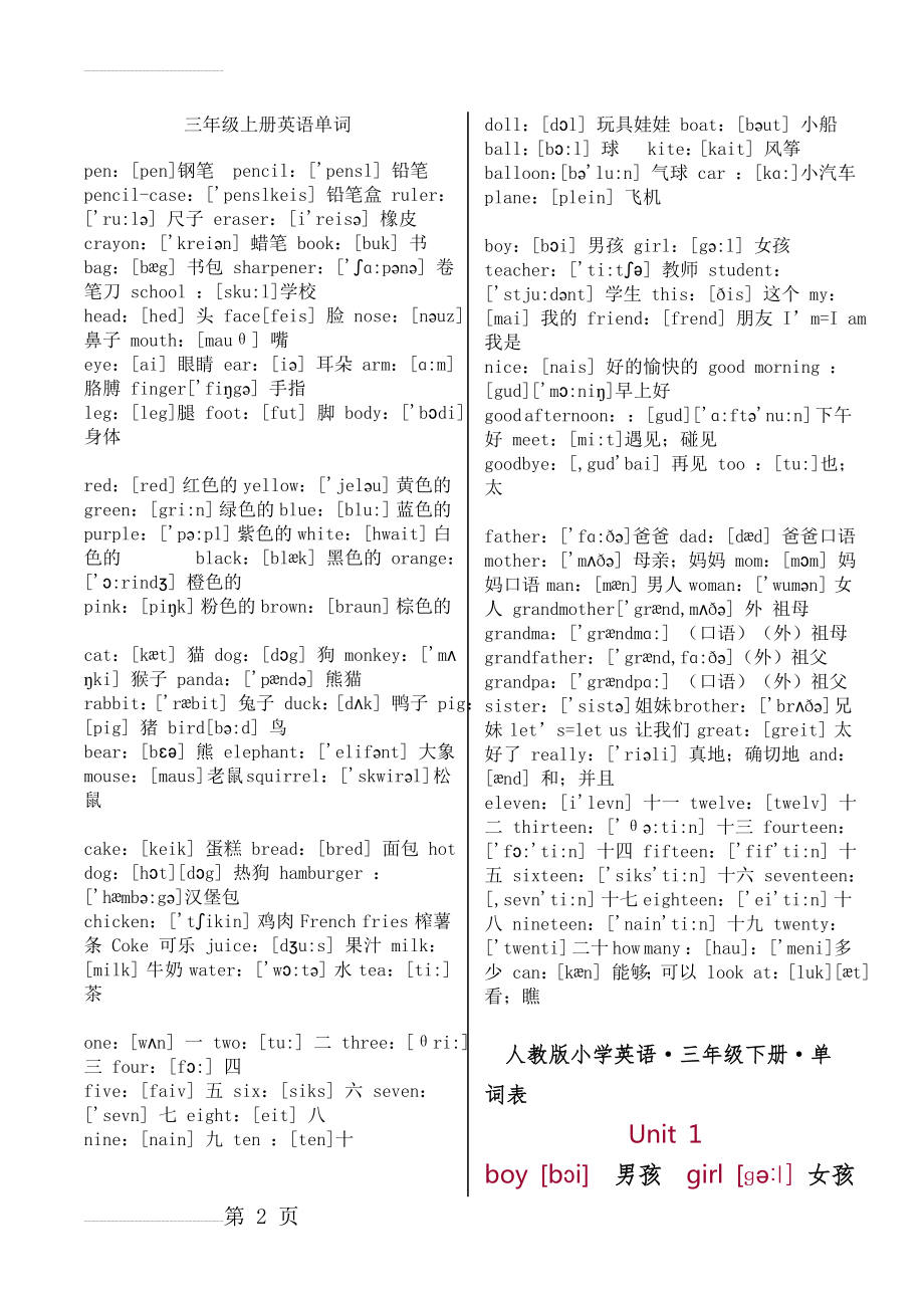 一到三年级英语单词(22页).doc_第2页