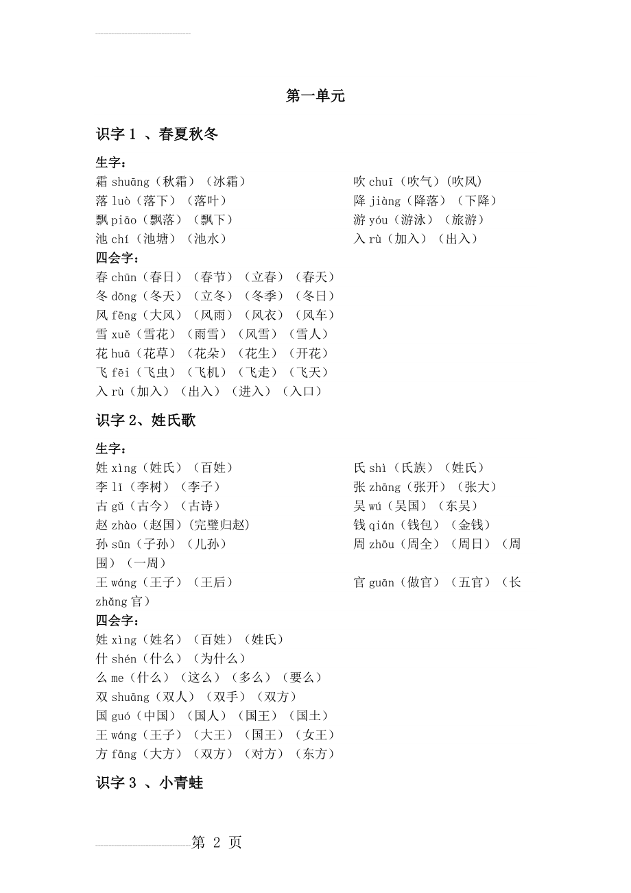 一年级语文下册生字表组词(16页).doc_第2页